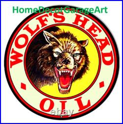 Wolf's Head Motor Oil Metal Sign, Aged or Clean, Vintage Style Garage Art HDGA