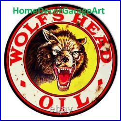Wolf's Head Motor Oil Metal Sign, Aged or Clean, Vintage Style Garage Art HDGA