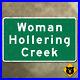 Woman_Hollering_Creek_Texas_highway_marker_guide_road_sign_1990s_I_10_15x9_01_pi