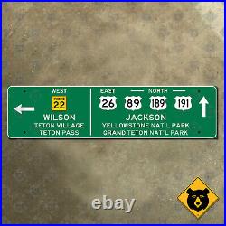 Wyoming Wilson Jackson Yellowstone Grand Teton highway road sign 36x9