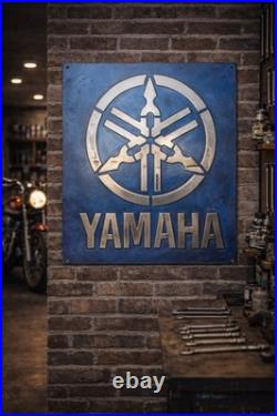 Yamaha Vintage Metal Sign 20x24 Handmade 3D Aluminum Relief Garage Decor