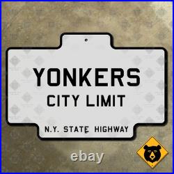 Yonkers New York city limit state highway road sign 1922 marker boundary 21x14 Yonkers New York city limit state highway road sign 1922 marker boundary 21x14