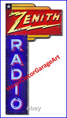 Zenith Radio Marquis Flat Metal Sign NOT Neon Lighted, Vintage Style Garage Art Zenith Radio Marquis Flat Metal Sign NOT Neon Lighted, Vintage Style Garage Art