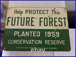 (rare)vintage Metal Us Department Of Agriculture Forest Service Sign. 1959
